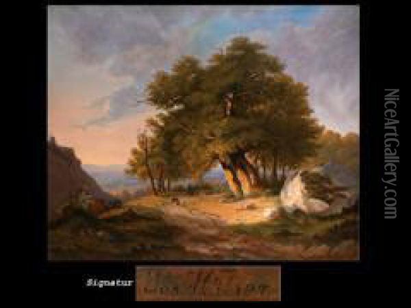 Romantische Mittelgebirgslandschaft Oil Painting - Joseph Hulser