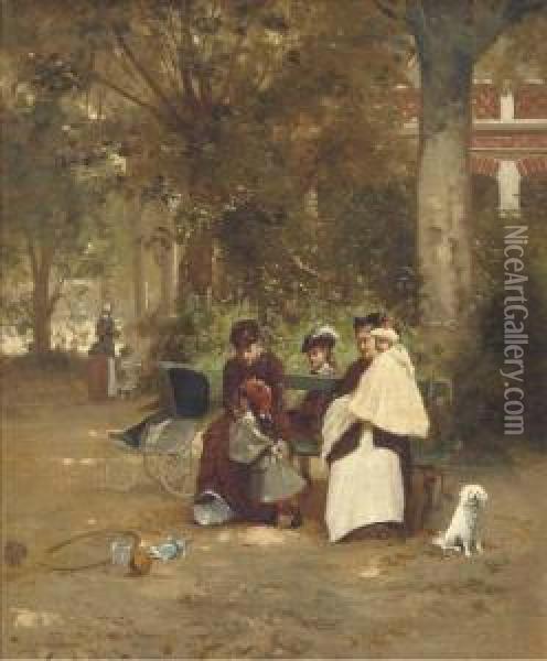 An Afternoon In The Park Oil Painting - Ferdinand Bassot