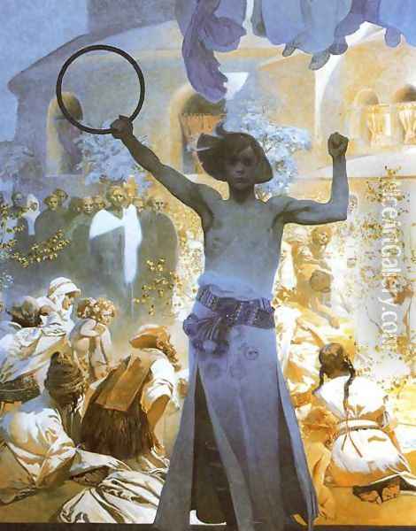 The Introduction of the Slavonic Liturgy (detail) 1912 Oil Painting - Alphonse Maria Mucha
