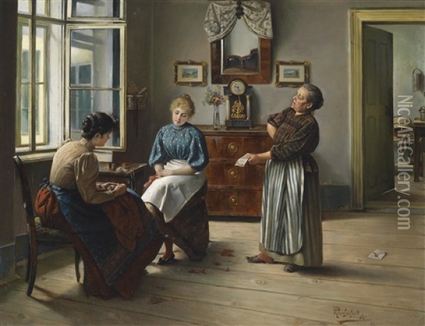 Der Verbotene Brief Oil Painting - Alois Heinrich Priechenfried