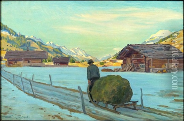 Winterland Adelboden Oil Painting - Waldemar Theophil Fink