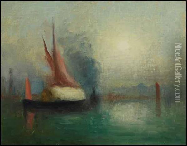 On The Thames Oil Painting - John A. Hammond