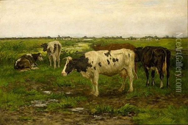 Een Grijze Namiddag Oil Painting - Herman Gerhardus Wolbers