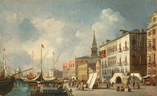 Blick Auf Den Dogenpalast Und Den Bacino San Marco Oil Painting - Giovanni Migliara