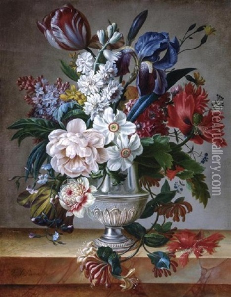 Blumenstilleben Mit Vase Oil Painting - Francois-Nicolas Laurent