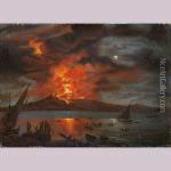 Vesubio En Erupcion Oil Painting - Pierre-Jacques Volaire