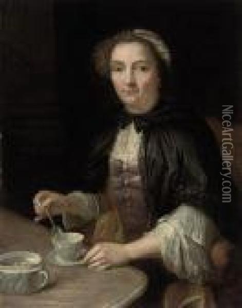 Portrait Of A Lady Oil Painting - Philippe Mercier