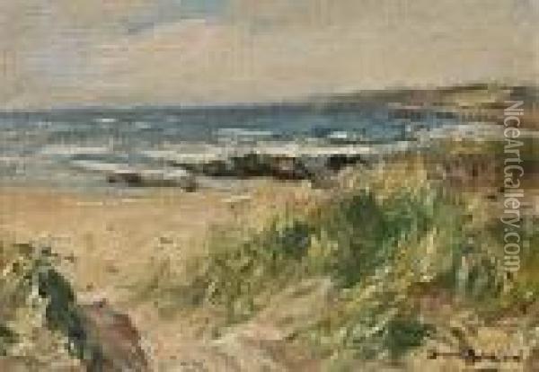 An East Coast Beach Oil Painting - Robert Gemmell Hutchison