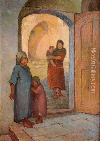 Famille Dans Le Maghreb Oil Painting - Anne-Marie Esprit