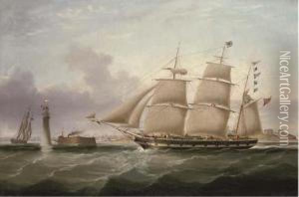 The Barque Emilia Heading Into Liverpool Oil Painting - Joseph Heard