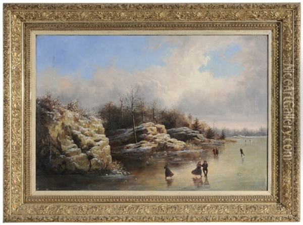 Winter Ice Skating Oil Painting - William Charles Anthony Frerichs