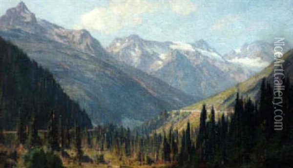 Mountain Landscape Oil Painting - Franz Biberstein