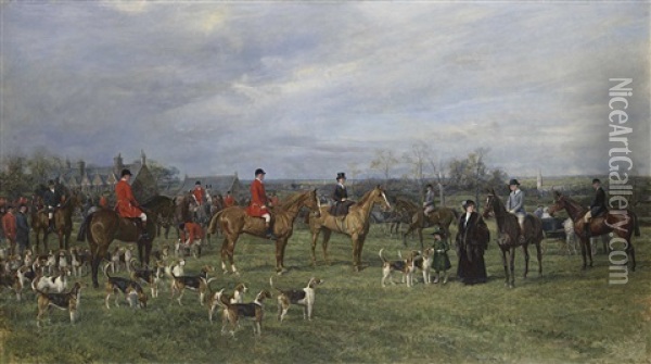 Meet Of The Quorn Hounds At Kirby Gate November 7 Oil Painting - Heywood Hardy
