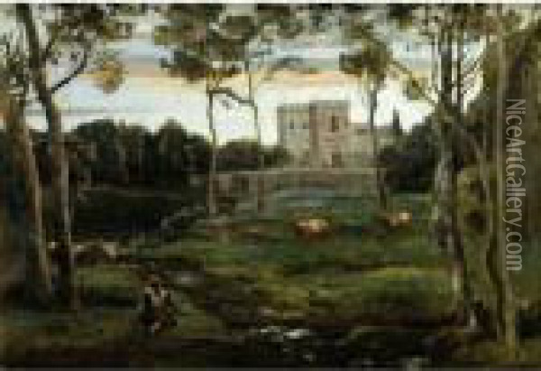 Le Parc De La Villa Doria-pamphili, Rome Oil Painting - Jean-Baptiste-Camille Corot