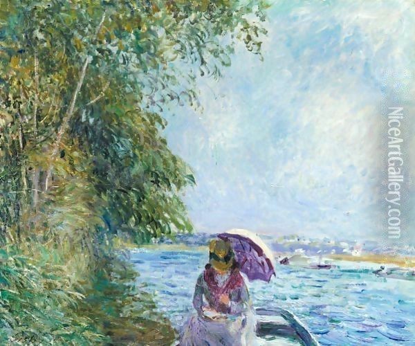 En Canot A Veneux - Apres-Midi De Septembre Oil Painting - Alfred Sisley