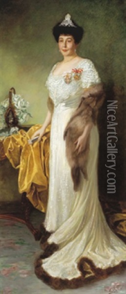Bildnis Der Furstin Pauline Metternich-sandor Oil Painting - Mina Loebell