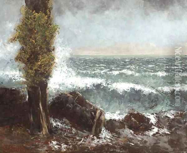 Marine, le peuplier Oil Painting - Gustave Courbet