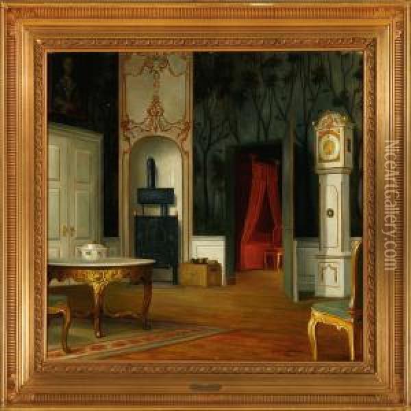 Guest Room At Frederiksdals Castle, Denmark Oil Painting - Christian Tilemann-Petersen