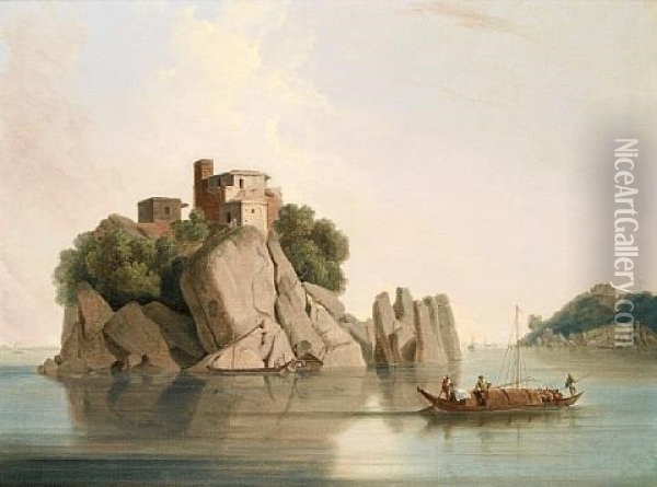 Carved Rocks At Sultaungunge, Bihar Oil Painting - Thomas Daniell