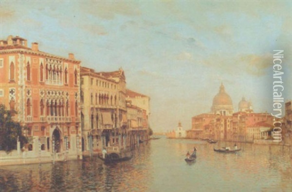 Canal Grande Mit Gondeln Im Sommer Oil Painting - Camillo Bortoluzzi