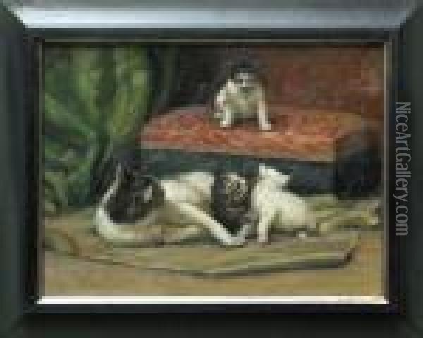Cat With Kittens Oil Painting - Henriette Ronner-Knip