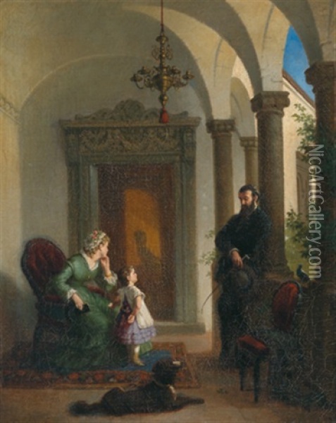 Idylle Auf Sonniger Loggia Oil Painting - Sir Hubert von Herkomer