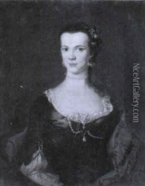 Portrait D'une Jeune Femme Aux Perles Oil Painting - Giacomo Ceruti