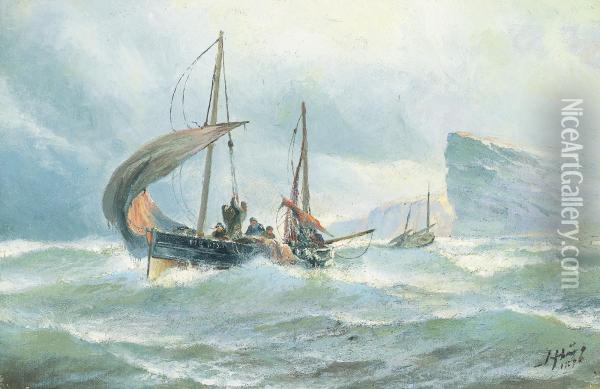 Fiskebat I Upprort Hav Oil Painting - Jakob Hagg