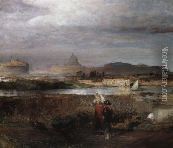 Blick Auf Rom Oil Painting - Oswald Achenbach
