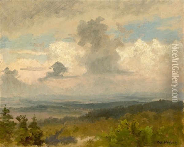 Storm Clouds Over The Mittelgebirge Oil Painting - Oswald Achenbach