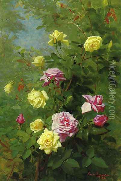 Climbing Roses Oil Painting - George Cochran Lambdin