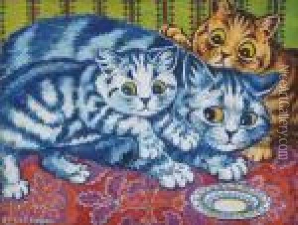 The Cat Who Got The Cream Oil Painting - Louis William Wain