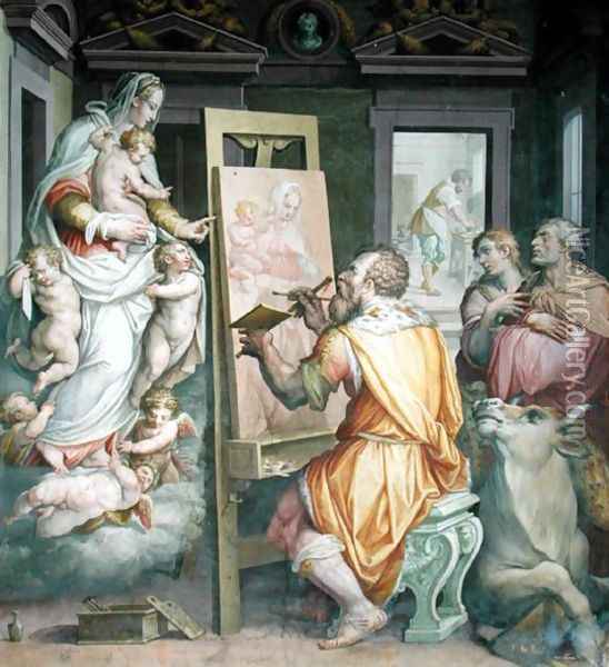St. Luke Painting the Virgin Oil Painting - Giorgio Vasari