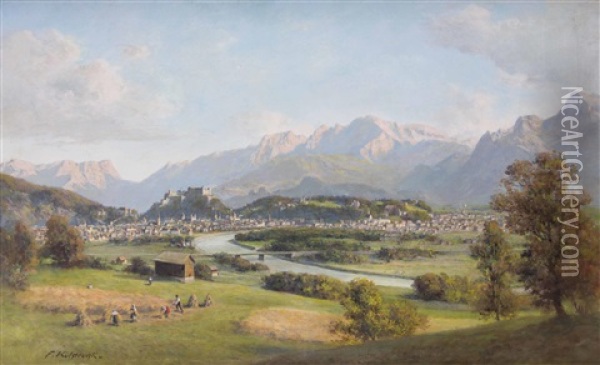 Panoramablick Von Maria Plain Auf Salzburg Oil Painting - Franz Kulstrunk