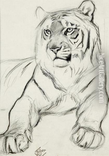 1) Le Tigre Oil Painting - Ferdinand Oger