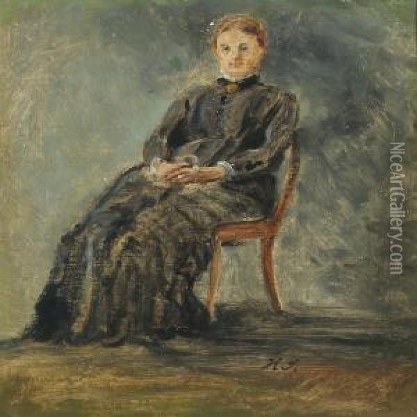 Portrait Of The Painter Zahrtmann's Sister Oil Painting - Hermann Carl Siegumfeldt
