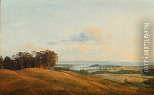 View Over A Hilly Summer Landscape Oil Painting - Frederik Christian Jacobsen Kiaerskou