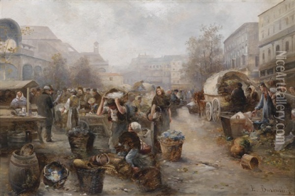 Markttag In Presburg(?) Oil Painting - Emil Barbarini