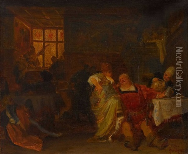 Falstaff In Der Schenke Oil Painting - Eduard von Gruetzner