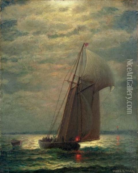 Fishing At Night Oil Painting - James Gale Tyler
