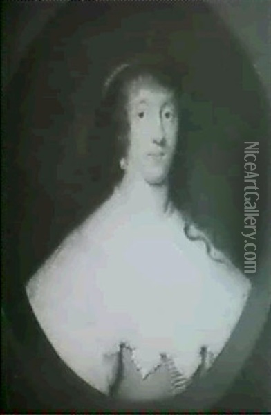 A Portrait Of A Lady Oil Painting - Cornelis Jonson Van Ceulen