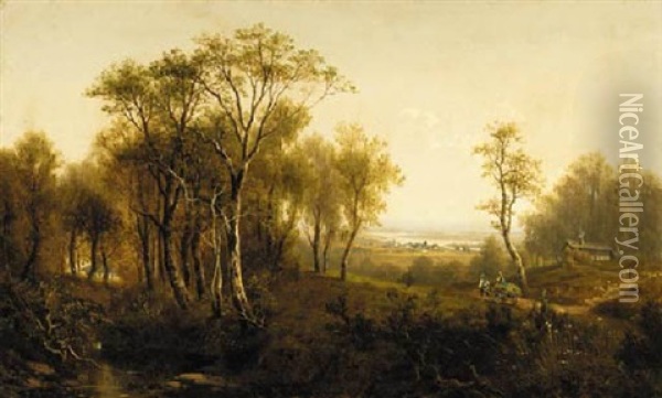 A Rural Landscape Oil Painting - Josef Burgaritzky