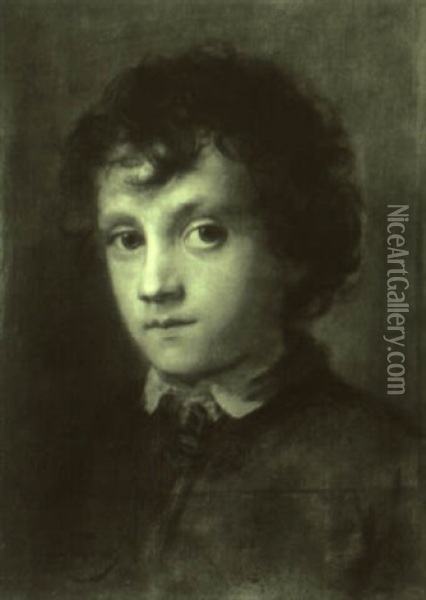Portrait Of A Young Boy Oil Painting - Franz Seraph von Lenbach