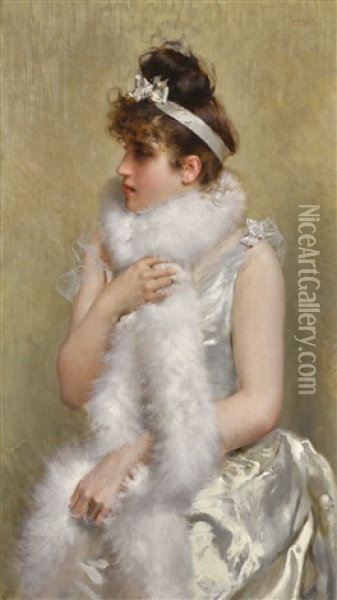 Girl In White Oil Painting - Vittorio Matteo Corcos