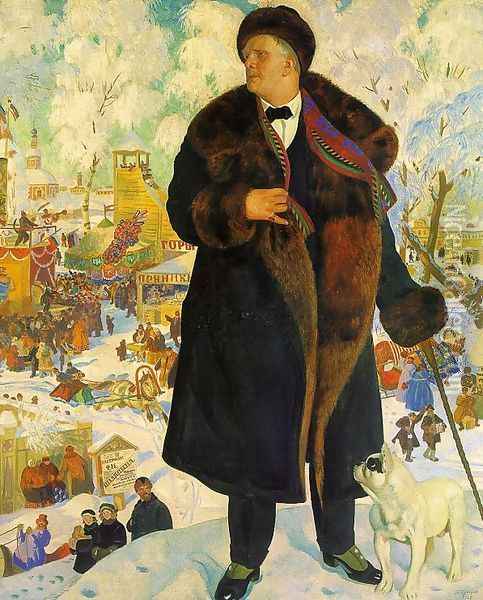 Portrait of Fiodor Shaliapin 1922 Oil Painting - Boris Kustodiev