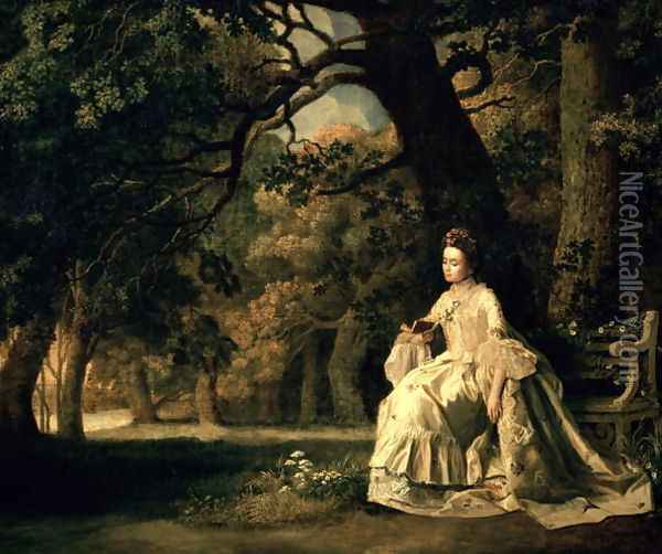 Lady reading in a Park, c.1768-70 Oil Painting - George Stubbs