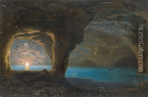 Grotte Im Sonnenuntergang Oil Painting - Ernest Karl Eugen Koerner