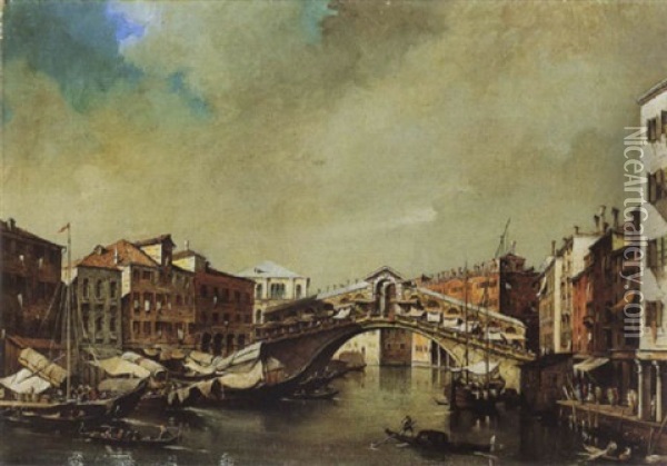 Die Rialto-brucke In Venedig Oil Painting - Giacomo Guardi