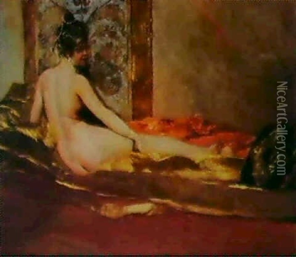 La Belle Odalisque Oil Painting - Jean Joseph Benjamin Constant