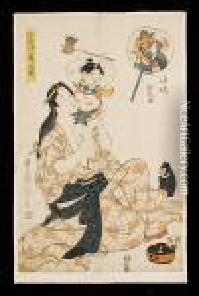 Dated 1808 Oil Painting - Utamaro Ii Kitagawa